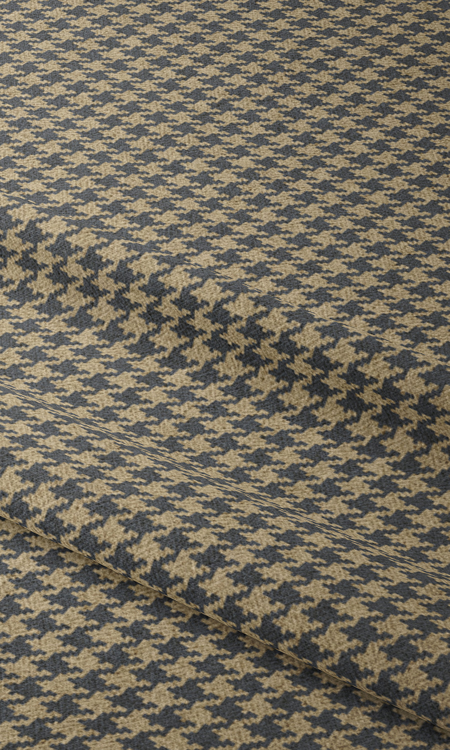 Houndstooth Home Textile Fabric Material By the Metre (Navy Blue/ Beige)