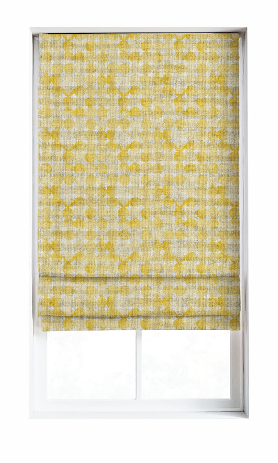 Polka Dot Window Treatments Fabric Sample (Eggshell White/ Warm Yellow)