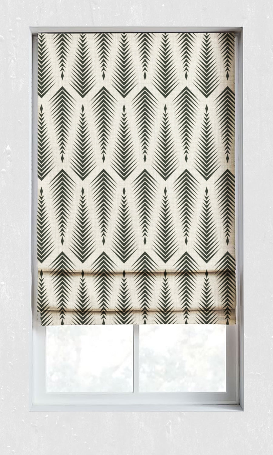 Geo-Print Window Treatments Fabric By the Metre (Black/ Milky White)