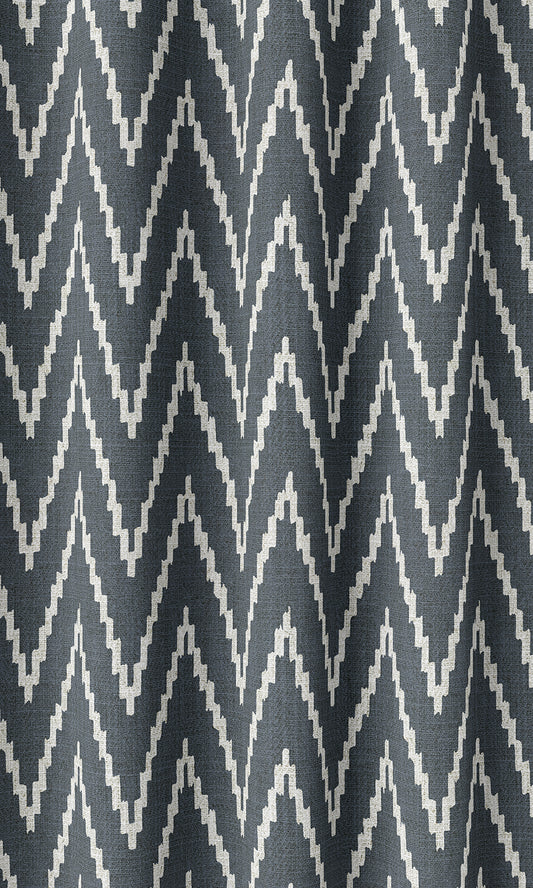 Chevron Print Blinds (Petrol Blue/ White)