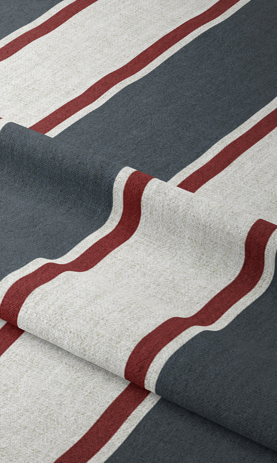 Striped Home Textile Fabric Material Sample (Slate Grey/ Red)