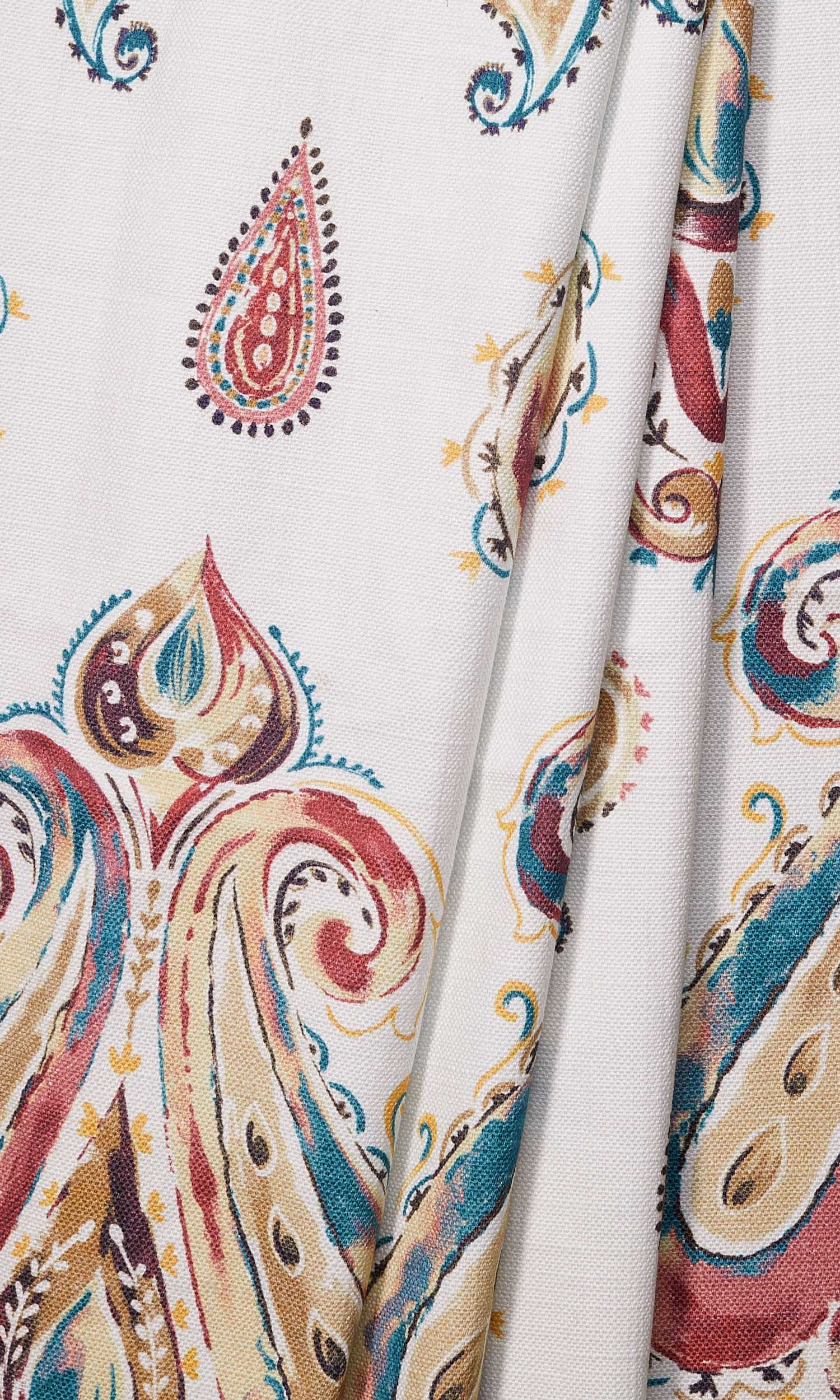 Paisley Print Window Treatments Fabric By the Metre (Burgundy/ Beige/ Teal)