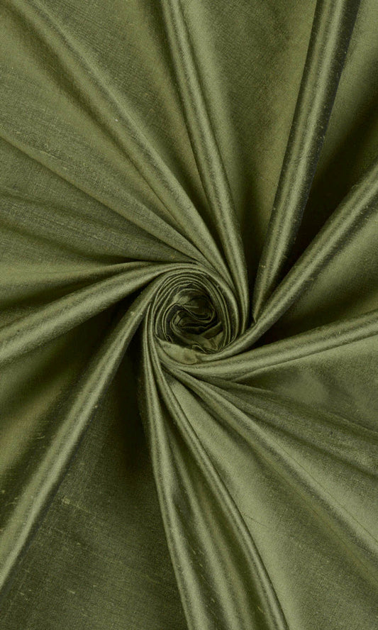 Shantung Silk Home Décor Fabric By the Metre (Olive Green)