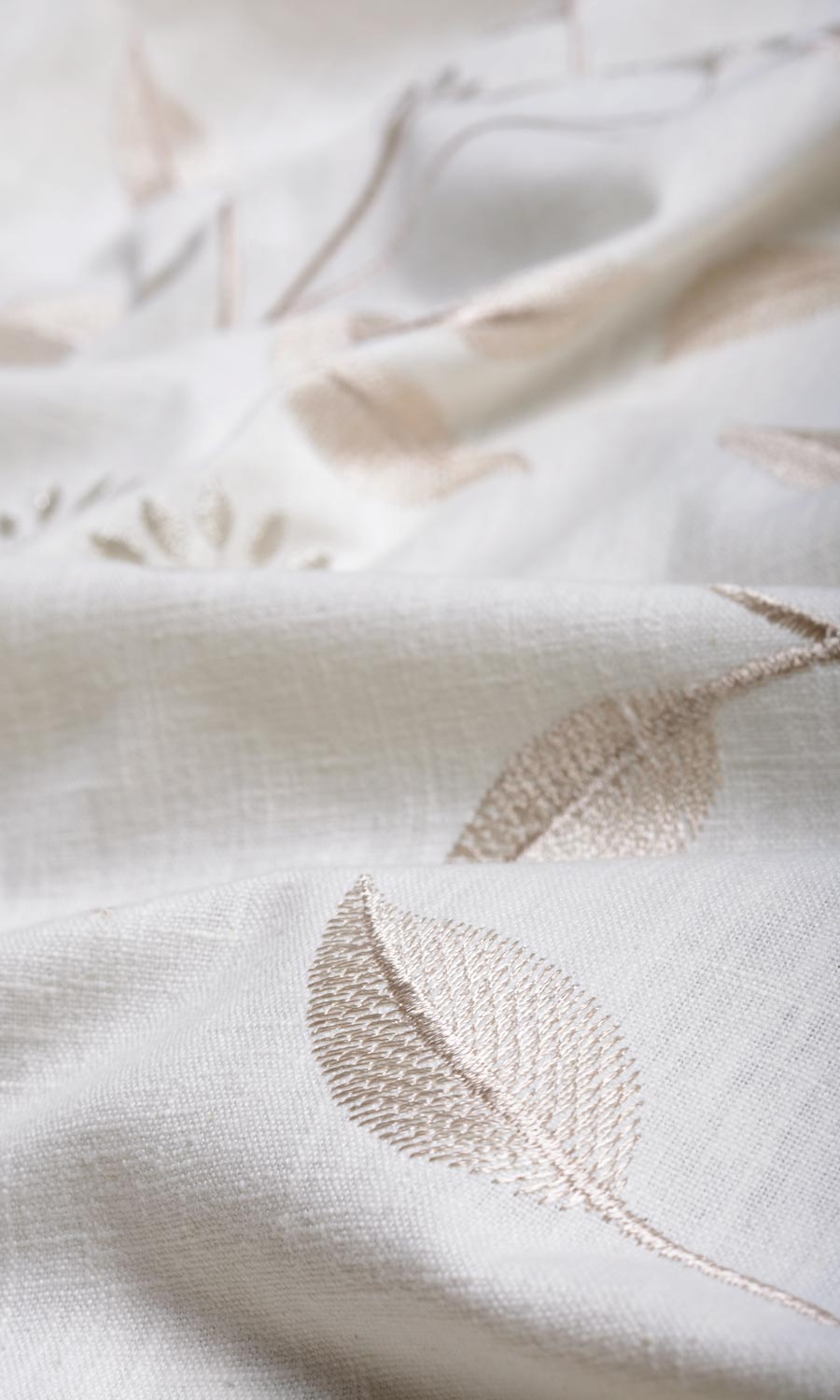 Floral Embroidery Home Textile Fabric Material Sample (White/ Cream)