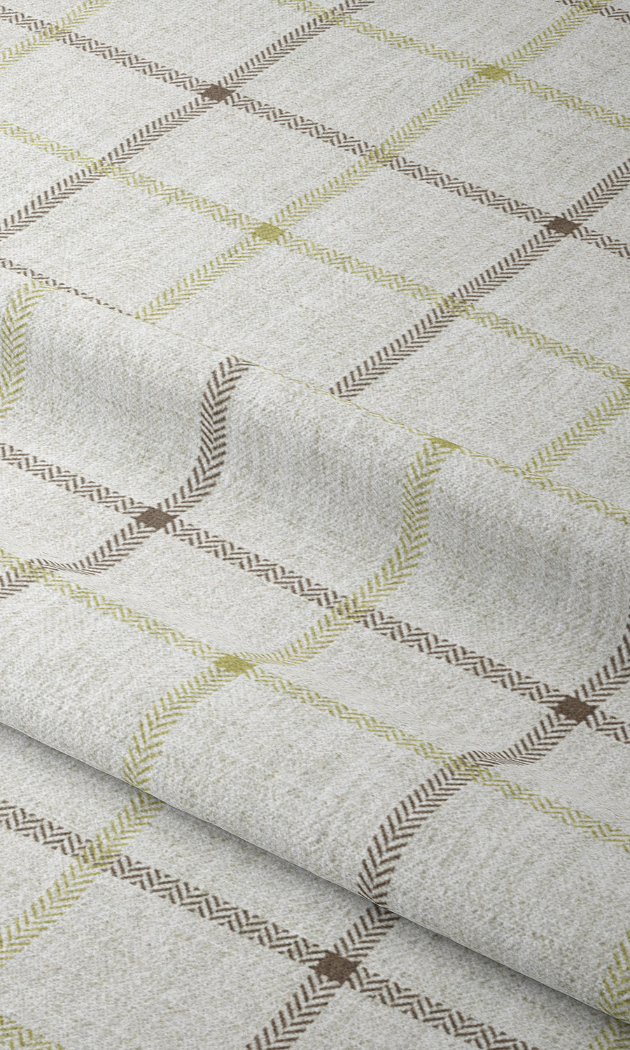 Check Patterned Window Treatments Fabric By the Metre (White/ Green)