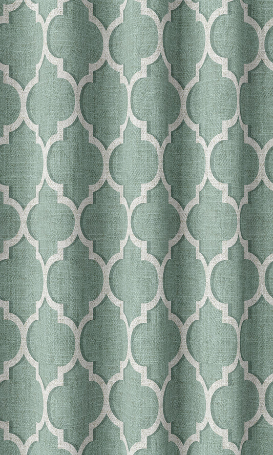 Trellis Tile Print Home Décor Fabric By the Metre (Blue/ White)
