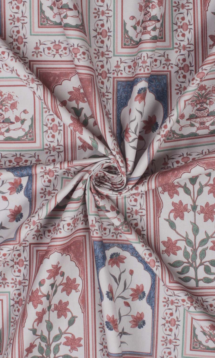 Floral Cotton Blinds (Blush Red/ Blue) Extra Long Short Wide