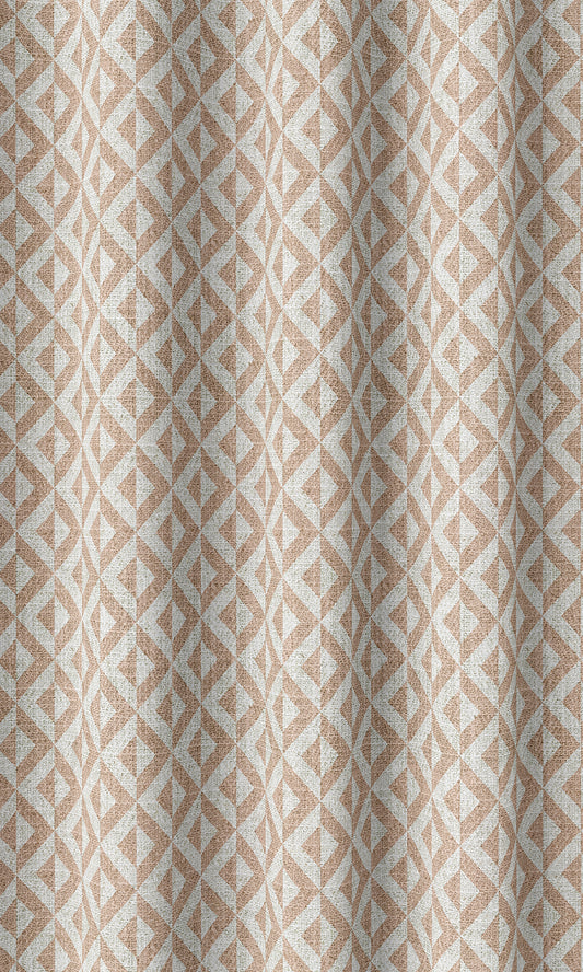 Geometric Print Home Décor Fabric By the Metre (Blush Pink/ White)