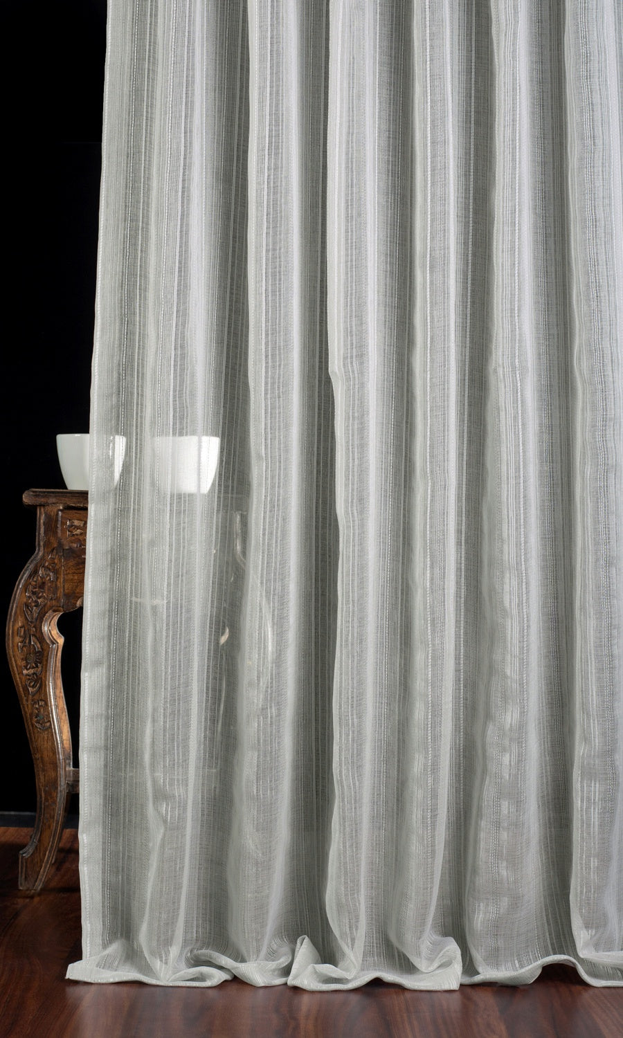 Woven Striped Sheer Shades (Grey) for Living, Bedroom, Kitchen, Bathroom