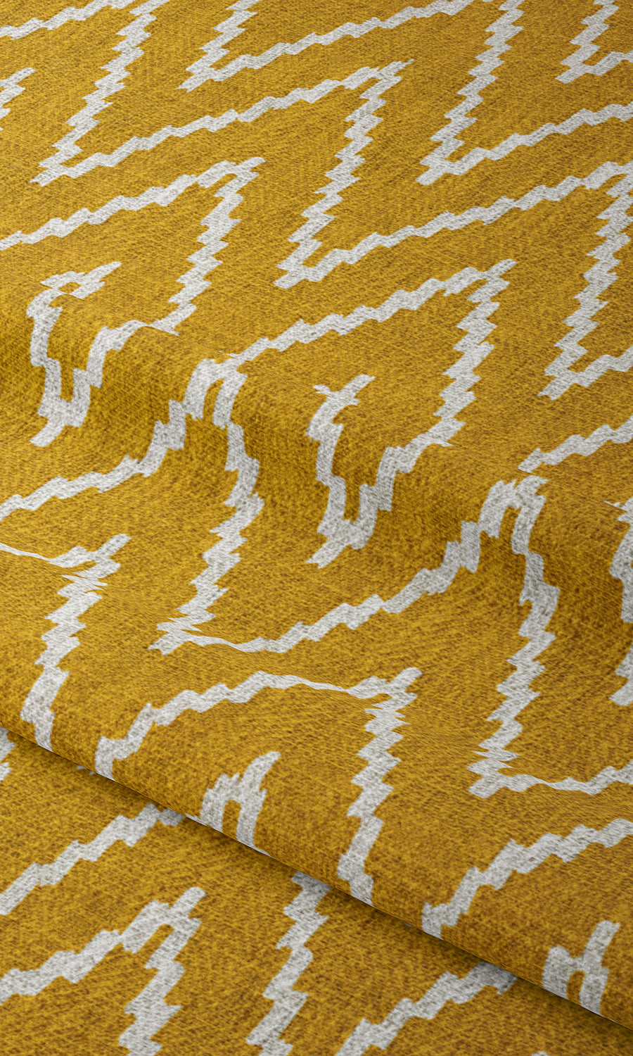 Chevron Print Window Treatments Fabric By the Metre (Deep Yellow/ White)