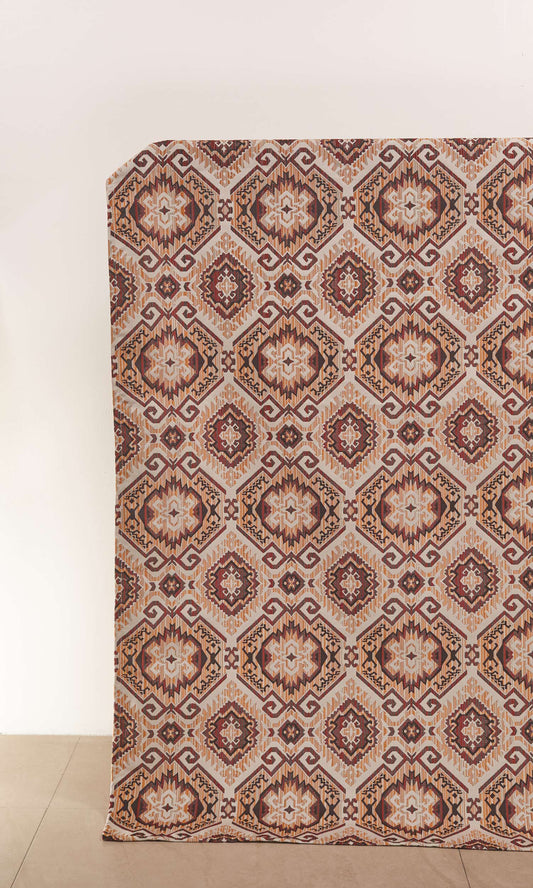 Aztec Print Home Décor Fabric By the Metre (Burnt Brown/ Red/ Yellow)
