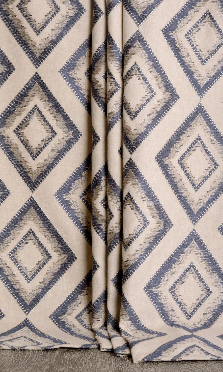 Embroidered Blinds (Oyster Beige/ Navy Blue) for Living, Bedroom, Kitchen, Bathroom