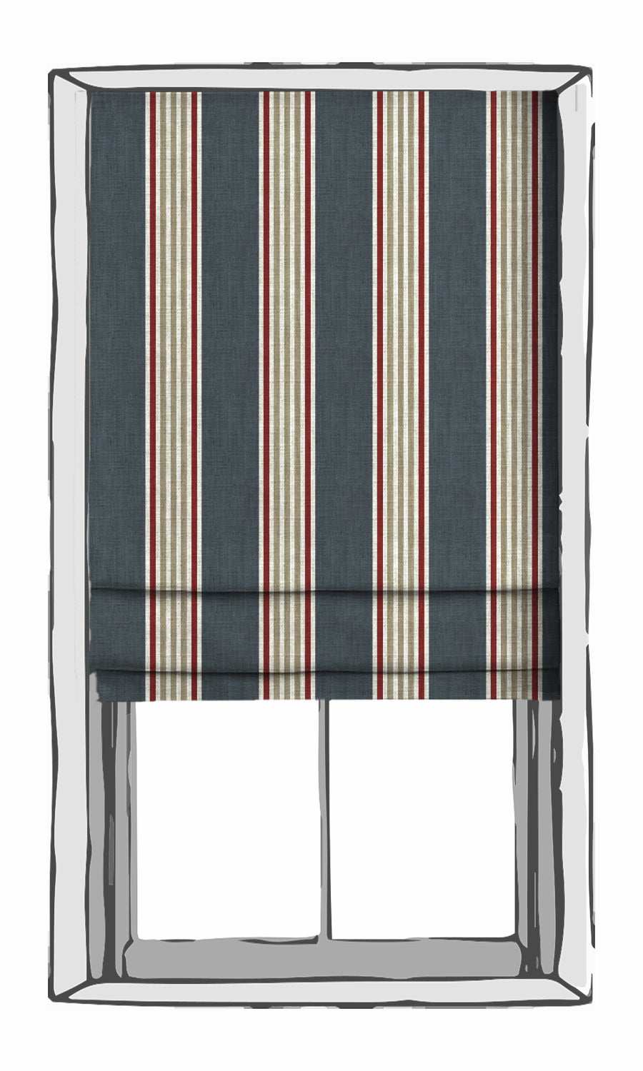 Modern Geometric Print Window Treatments Fabric Sample (Grey/ Red)