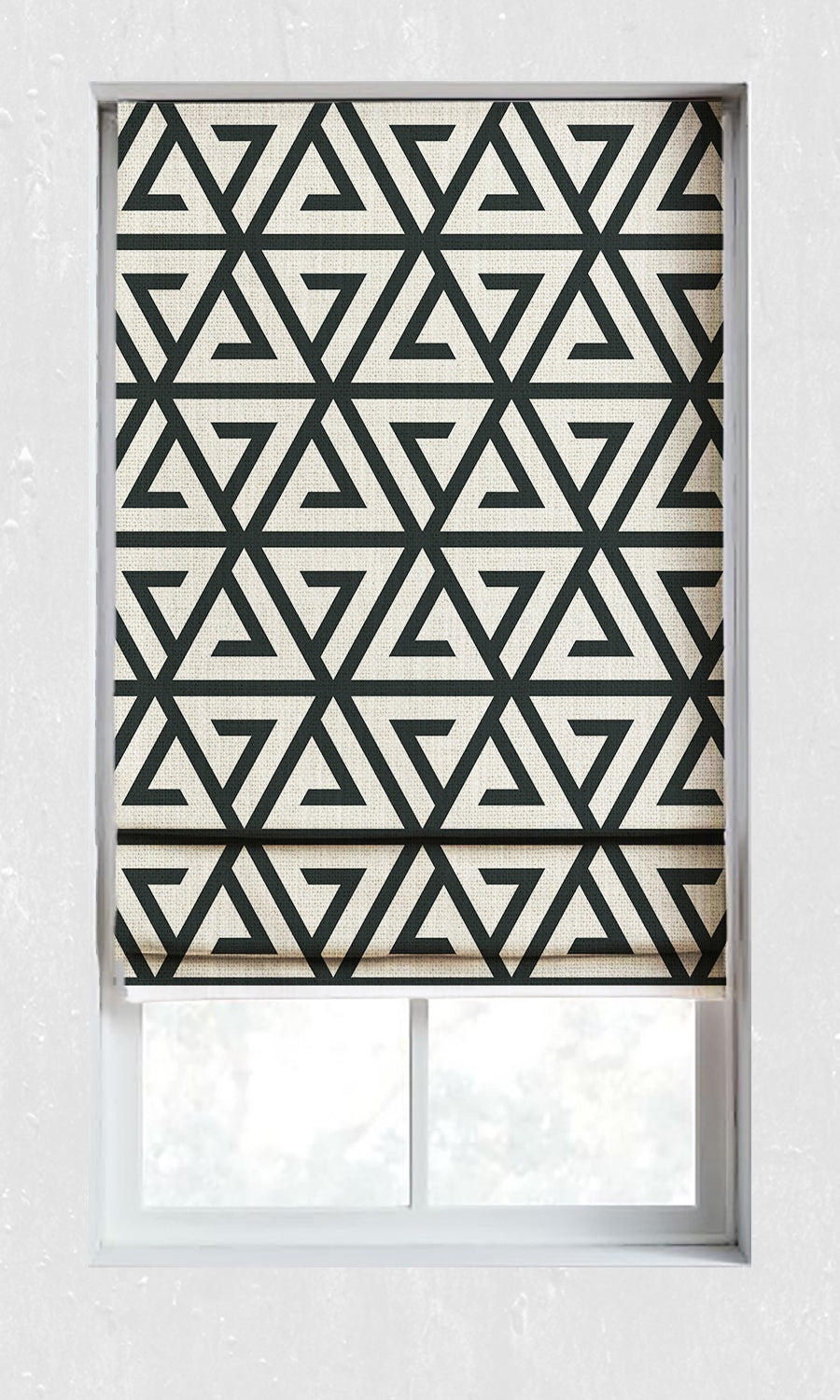 Geometrical Patterned Window Treatments Fabric By the Metre (Black/ Ivory)