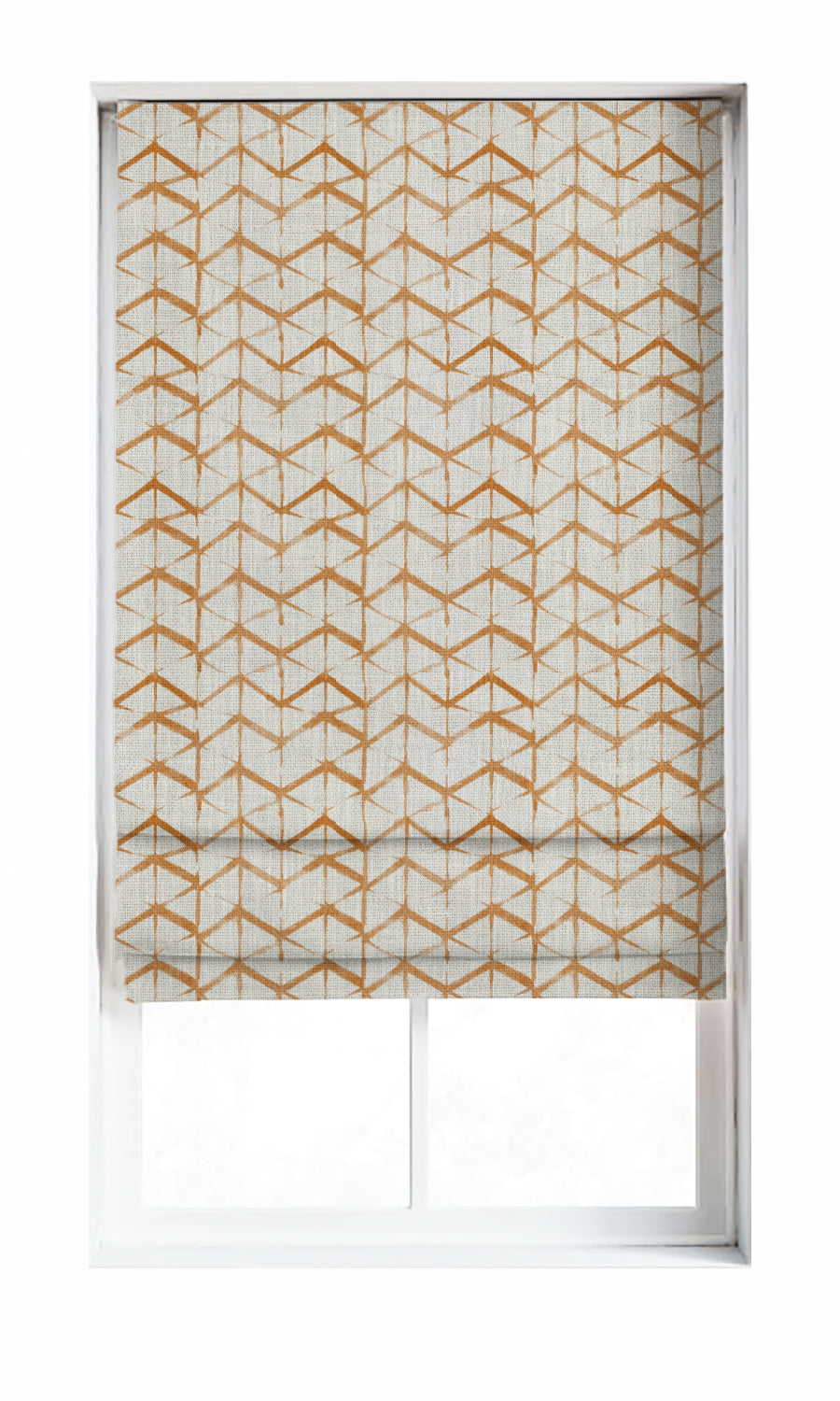 Geo Print Window Treatments Fabric Sample (White/ Orange/ Brown)