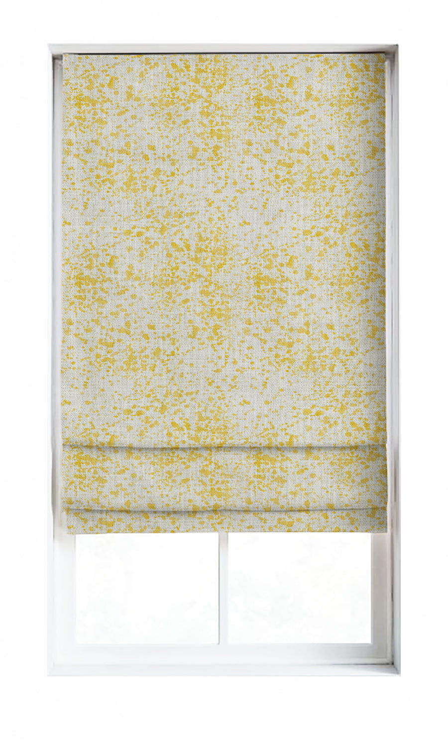 Abstract Print Window Treatments Fabric Sample (White/ Yellow)