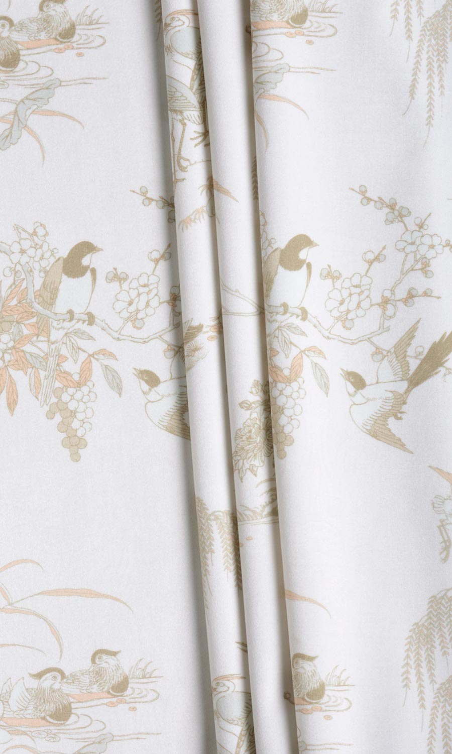 Chinoiserie Toile Velvet Roman Blinds & Window Shades (White/ Ivory)