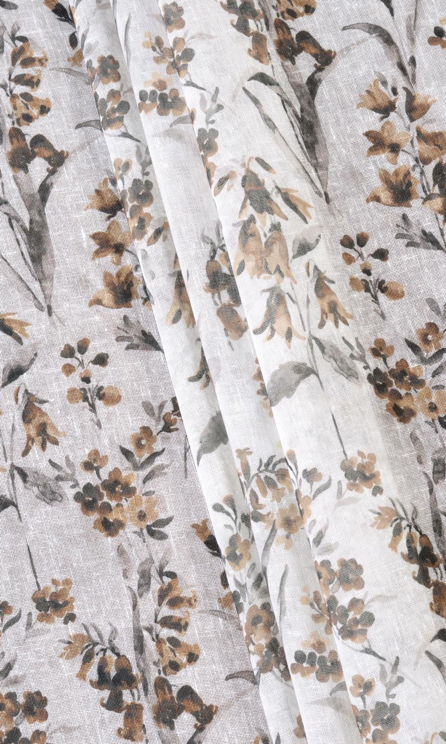 Sheer Floral Print Blinds (Beige/ Brown) Extra Long Short Wide