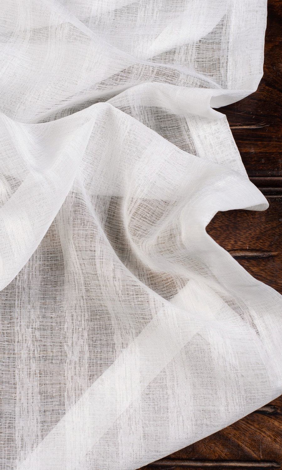 Textured Striped Sheer Fabric By the Metre for Roman Blinds & Shades (White)