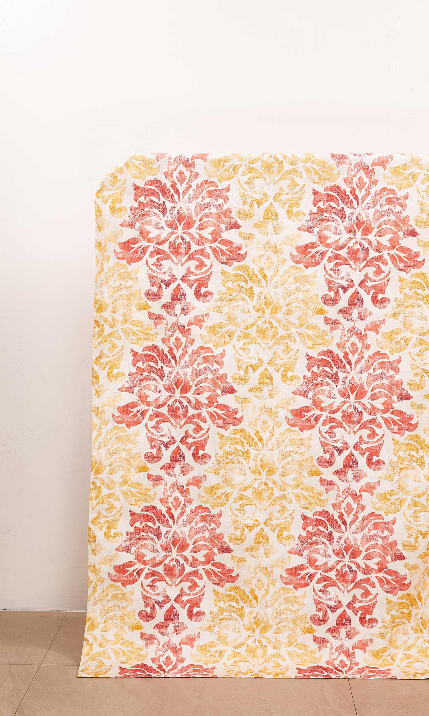 Printed Window Treatments Fabric Sample (Red/ Yellow)