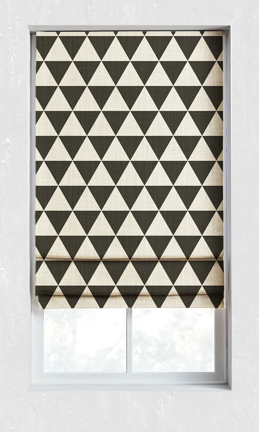 Geometrical Printed Window Treatments Fabric By the Metre (Black/ Ivory)