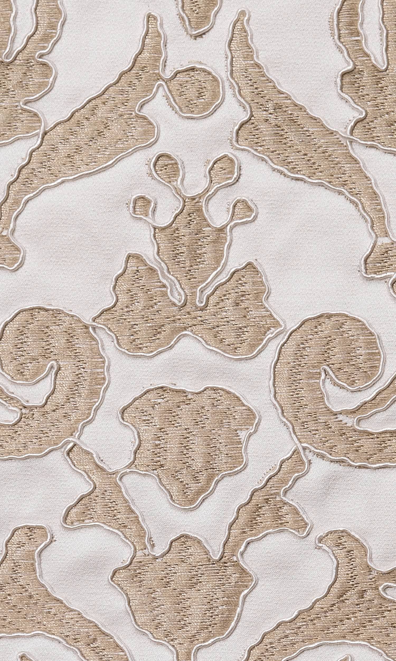 Damask Home Textile Fabric Material Sample (Golden/ White)