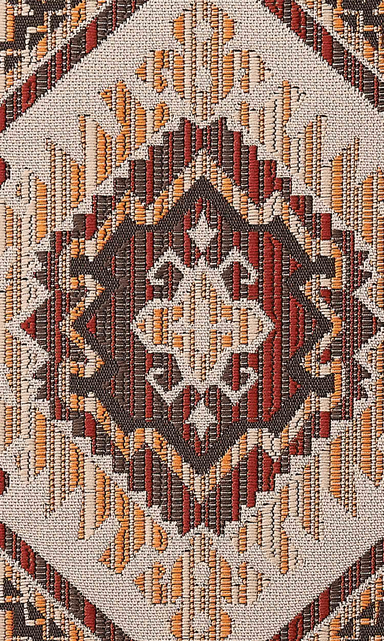 Aztec Print Home Textile Fabric Material By the Metre (Burnt Brown/ Red/ Yellow)