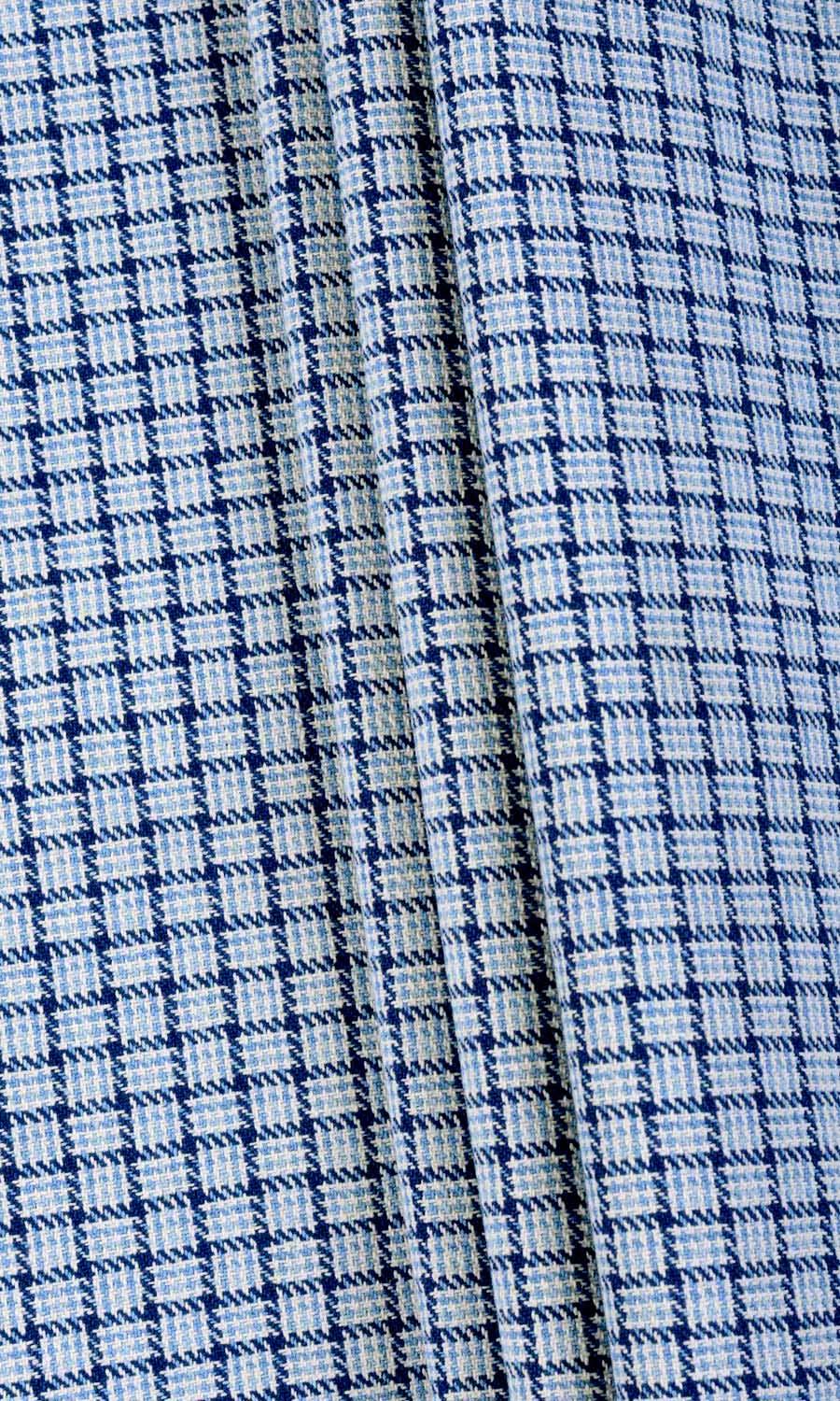 Basketweave Home Textile Fabric Material Sample (Blue/ Sky Blue/ White)