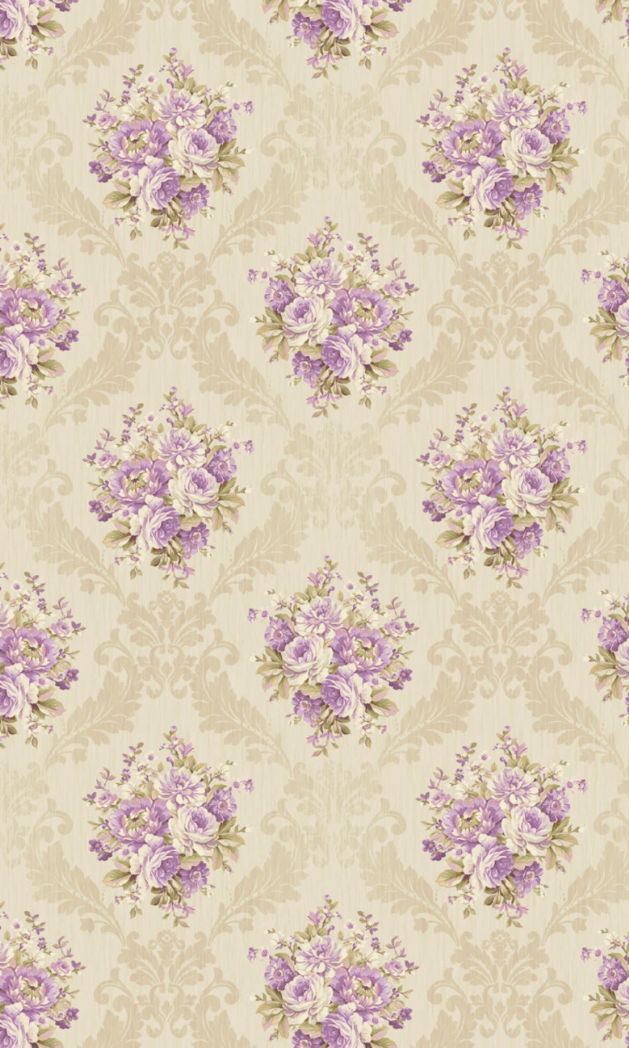 Dimout Floral Flat, Plain, Fake, Faux, European Relaxed Roman Blinds (Purple/ Ivory/ Grey)