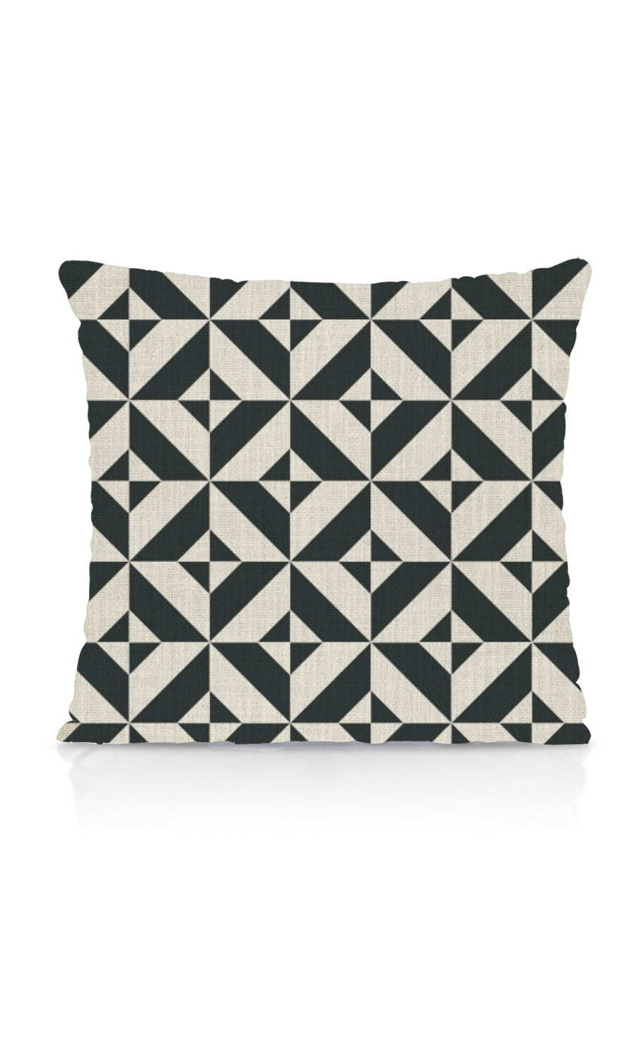 Geometrical Print Flat, Plain, Fake, Faux, European Relaxed Roman Blinds (Black/ Ivory)