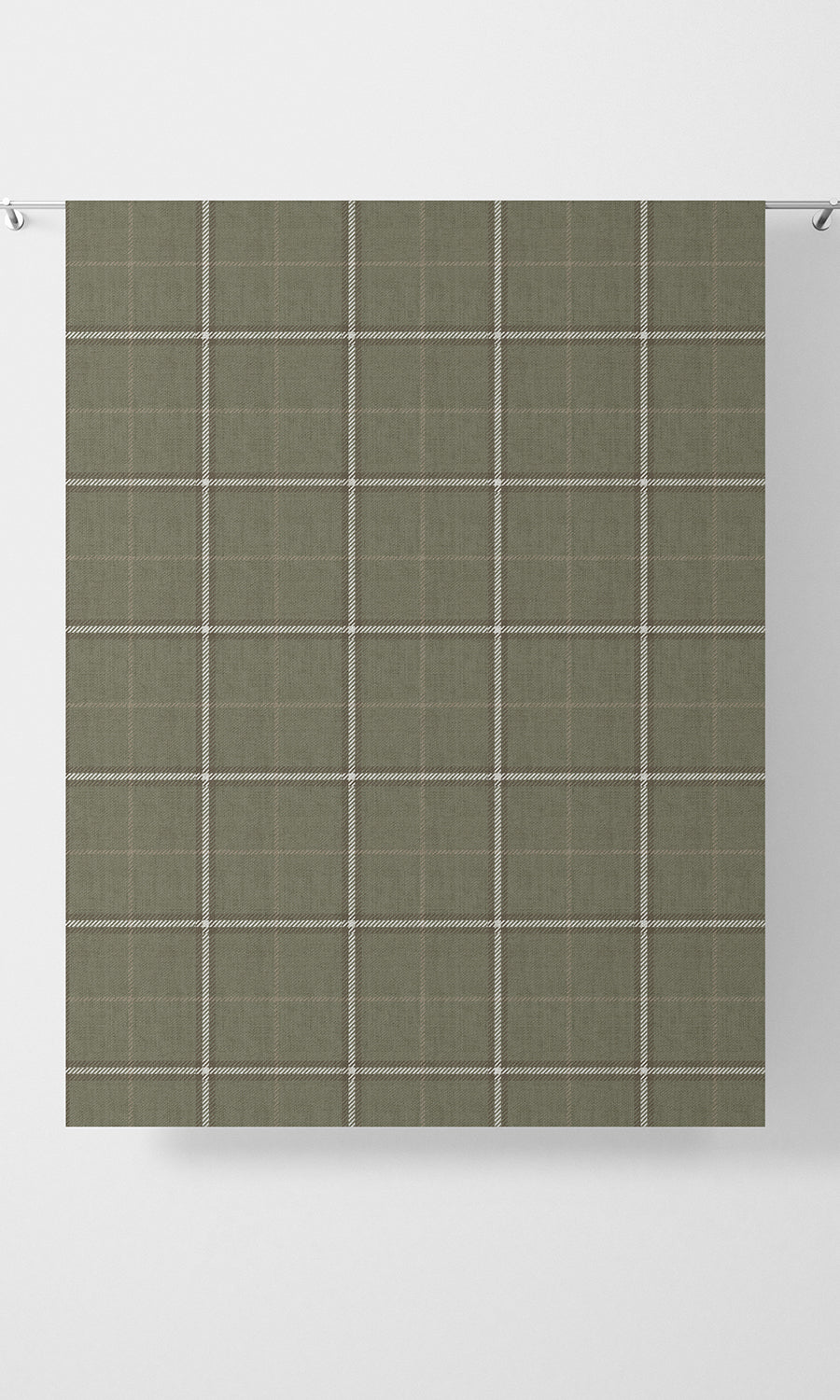 Check Patterned Flat, Plain, Fake, Faux, European Relaxed Roman Blinds (Olive Green)