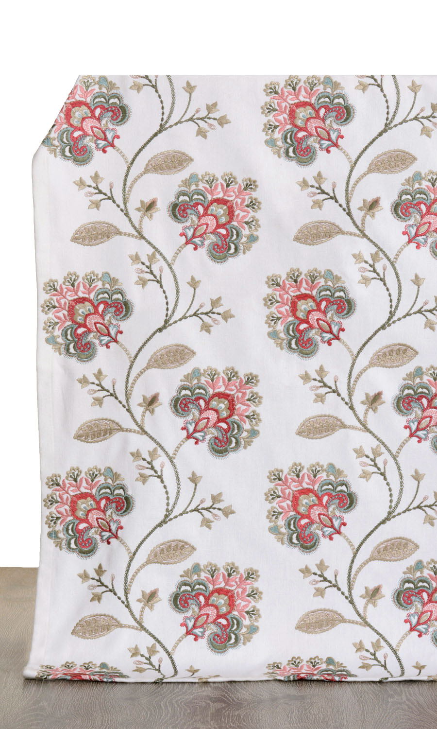 Floral Embroidery Home Textile Fabric Material Sample (White/ Red/ Pink)