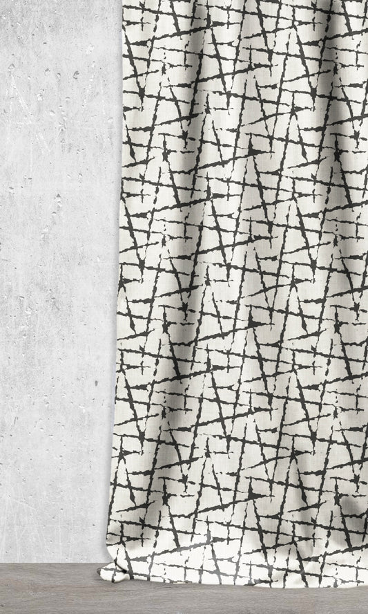 Modern Geo Print Roman Shades (Black/ Ivory)