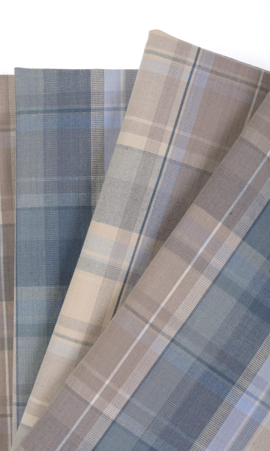 Cotton Window Treatments Fabric By the Metre (Blue/ Brown)