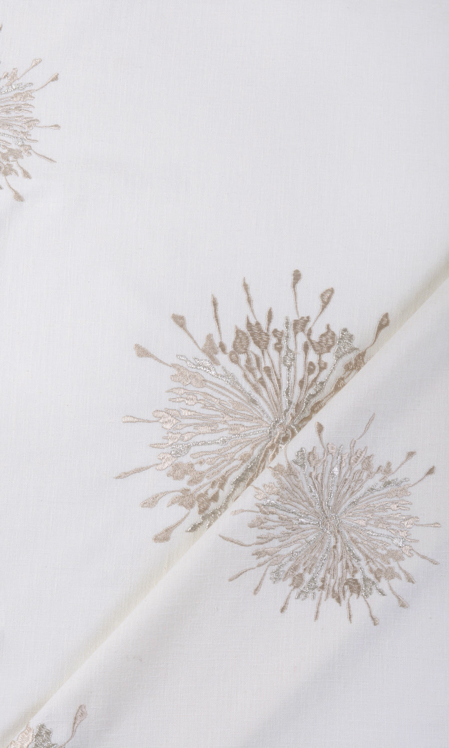 Sunburst Embroidered Shades (White & Pale Beige) Extra Long Short Wide