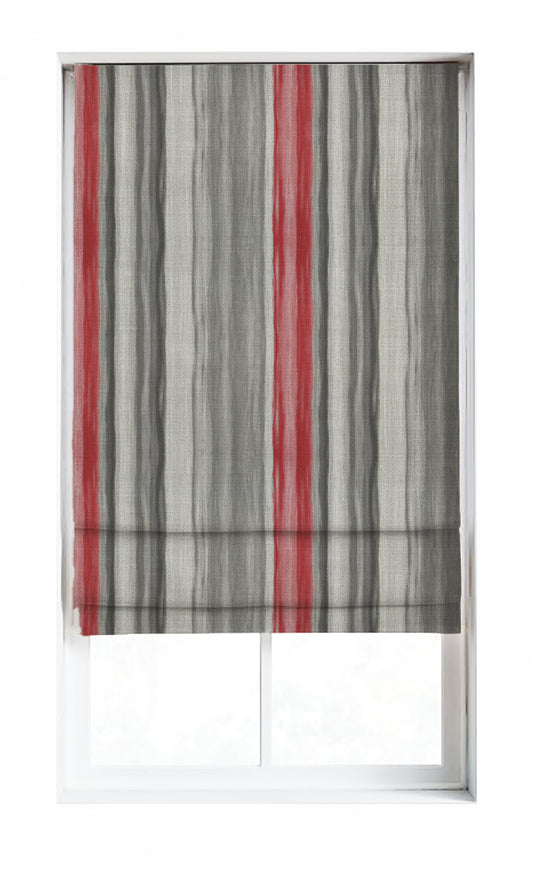Modern Striped Home Décor Fabric By the Metre (Grey/ Red)