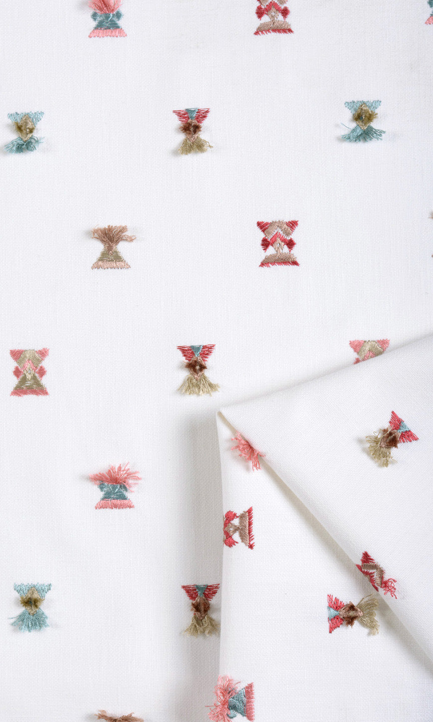 Embroidered Roman Blinds & Window Shades (Red/ Pink/ Blue/ White)