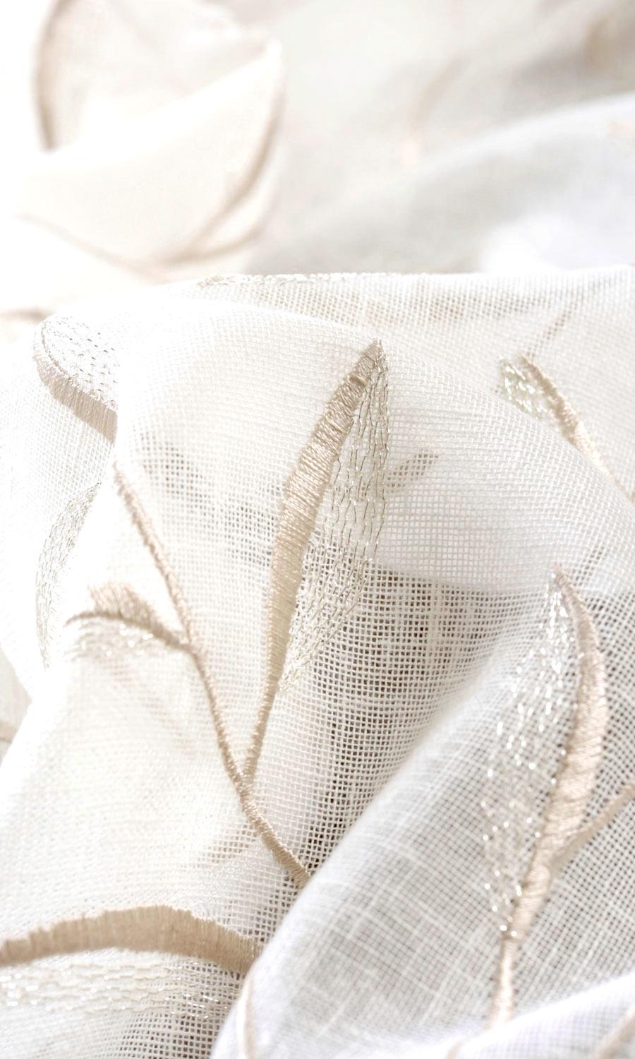 Sheer Floral Flat, Plain, Fake, Faux, European Relaxed Roman Blinds (White/ Beige)