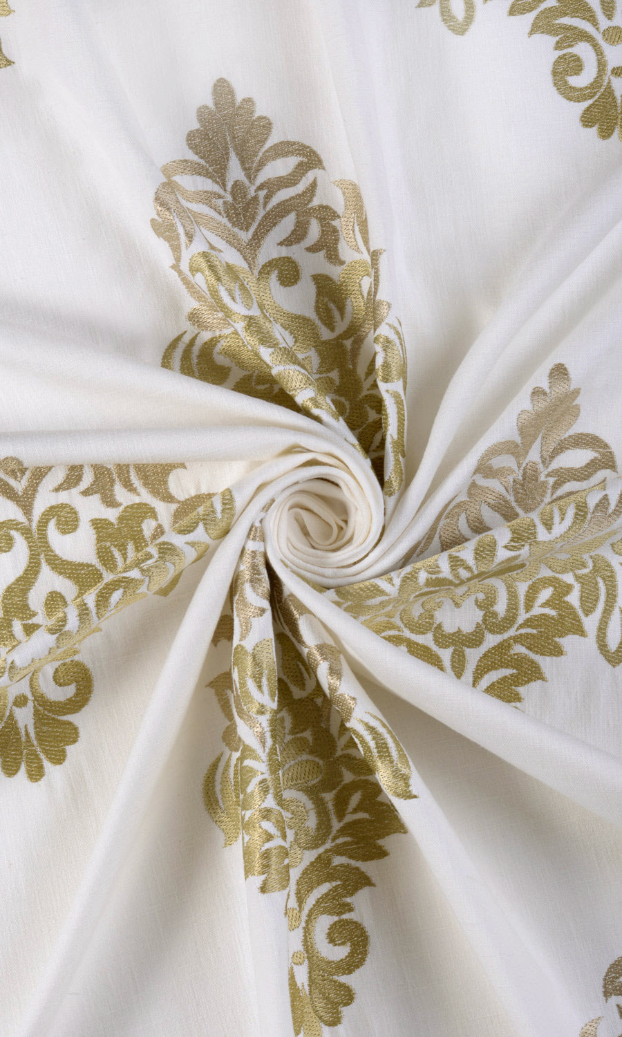 Damask Patterned  Fabric Material By the Metre (Ivory/ Beige/ Brown)