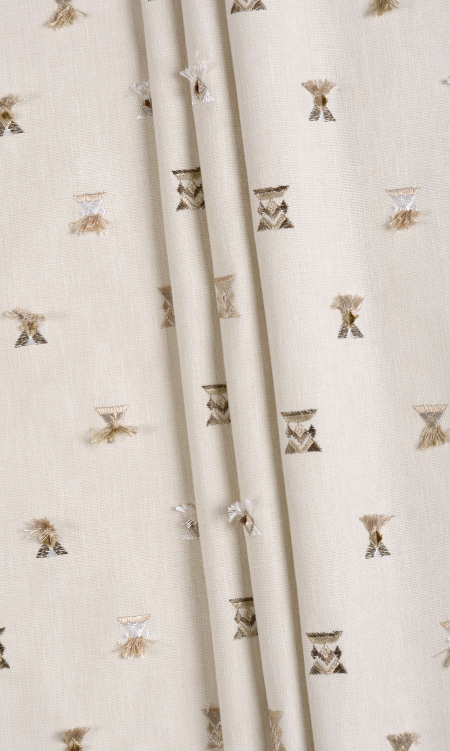 Embroidered Fabric Material By the Metre (Beige/ Brown/ White)