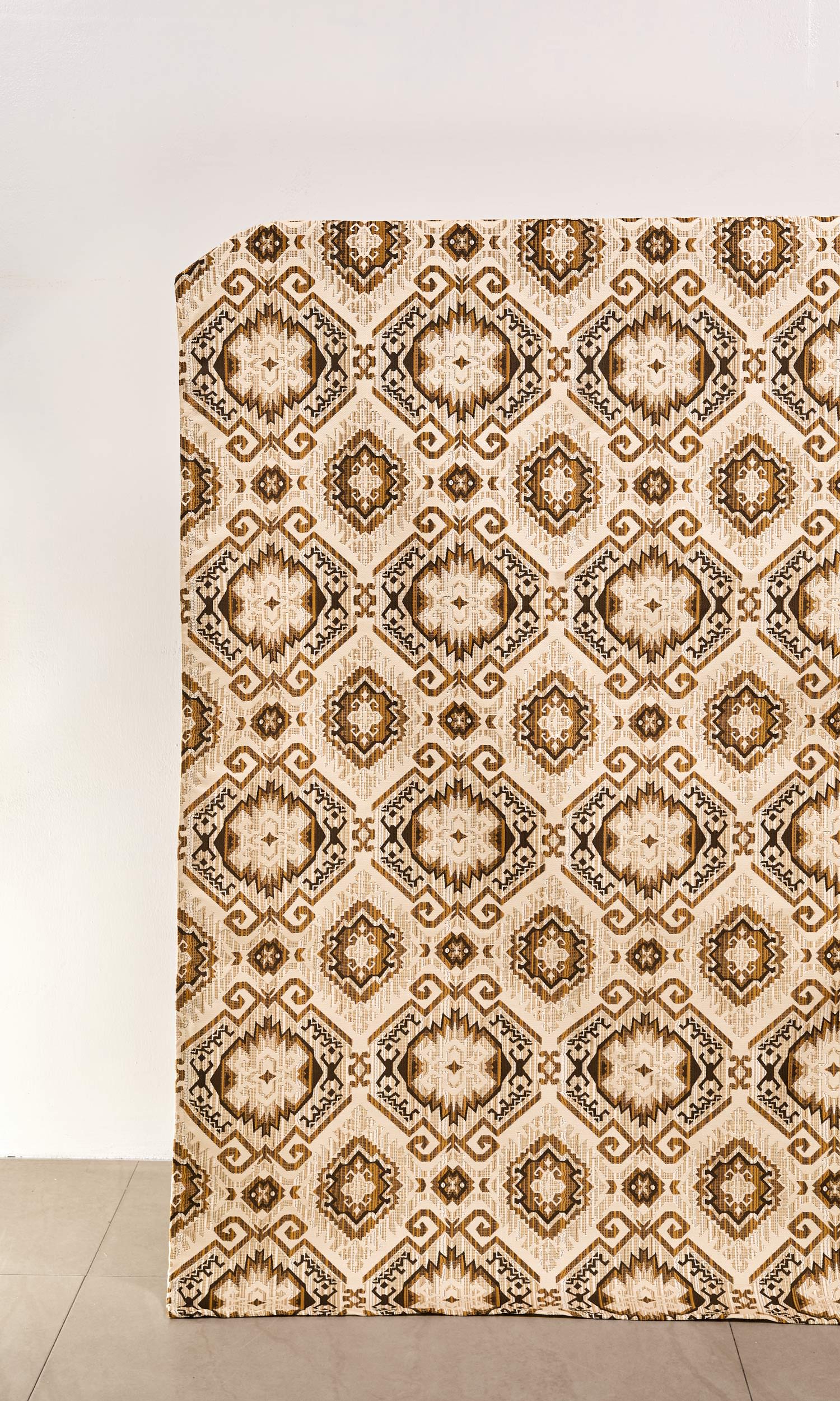 Aztec Textured Home Décor Fabric By the Metre (Beige/ Yellow/ Umber)