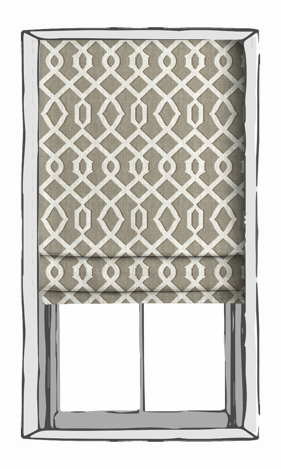 Trellis Patterned Window Treatments Fabric By the Metre (Grey & White)