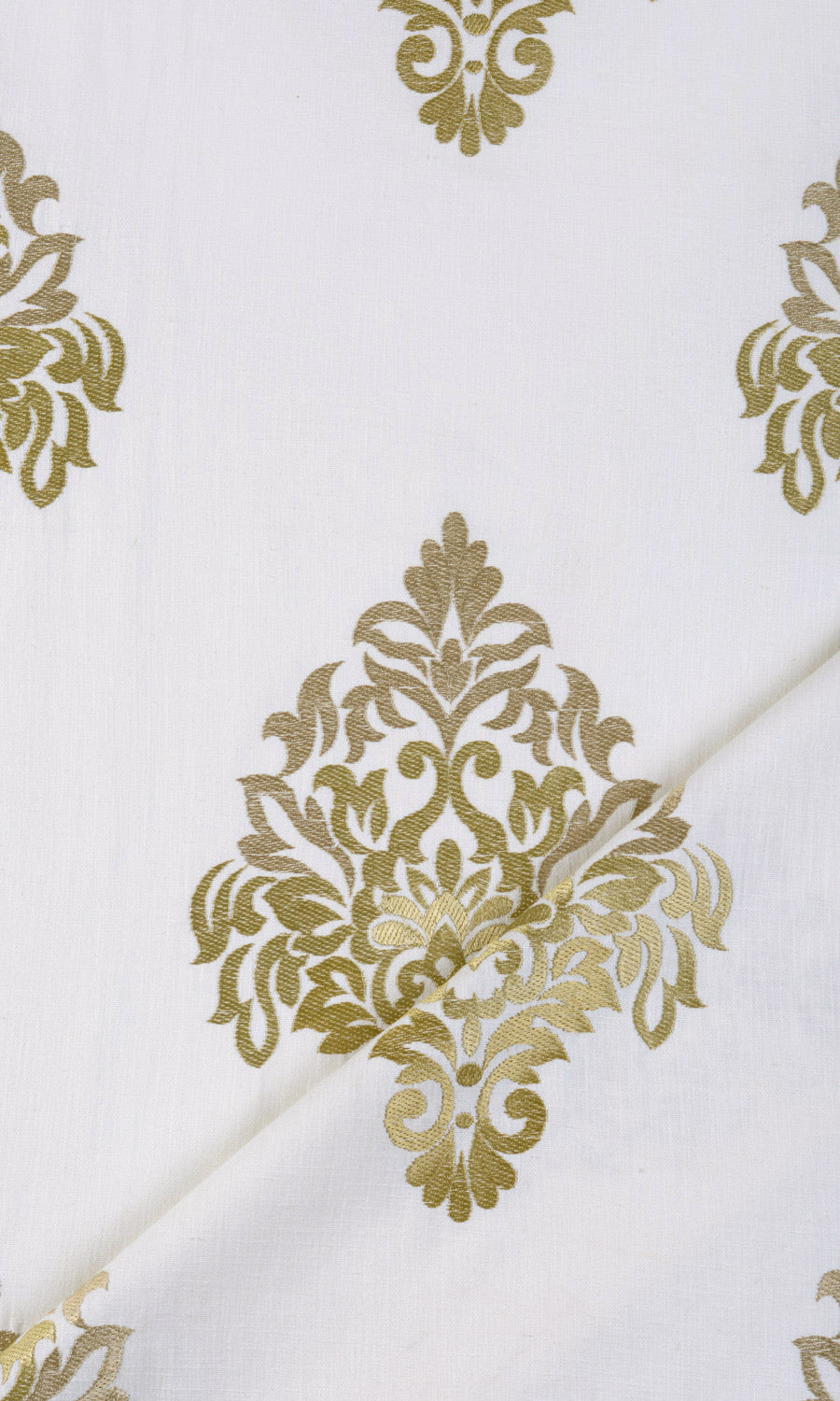 Damask Patterned  Home Textile Fabric Material By the Metre (Ivory/ Beige/ Brown)