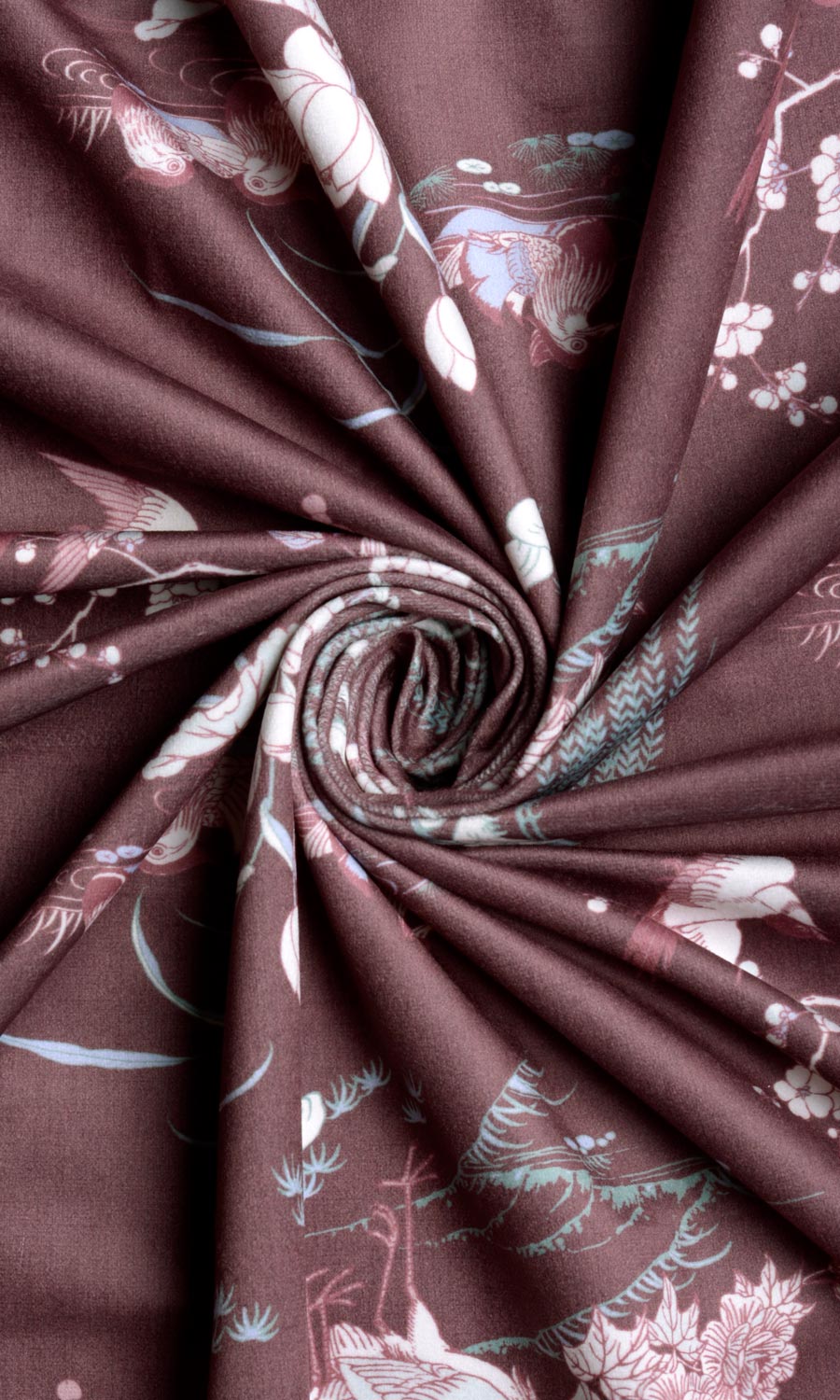 Chinoiserie Toile Velvet Any Size Style Roman Blinds (Burgundy Red)
