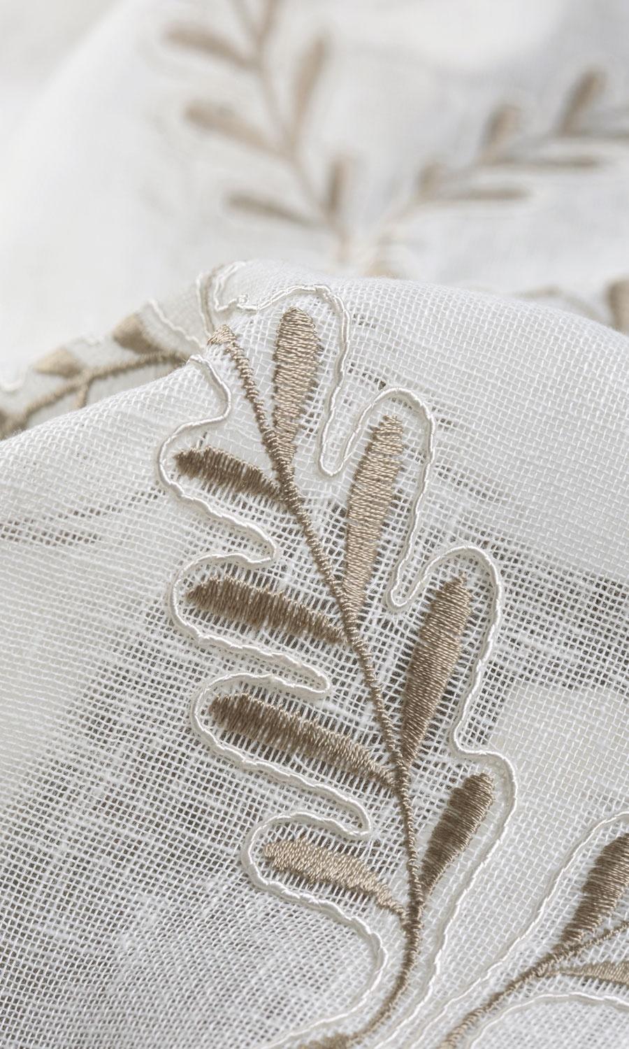 Sheer Floral Embroidered Made-to-Measure Roman Blinds (White/ Brown)