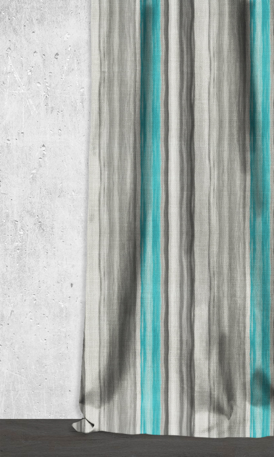 Watercolor Effect Striped Window Treatments Fabric Sample (Grey/ Blue)