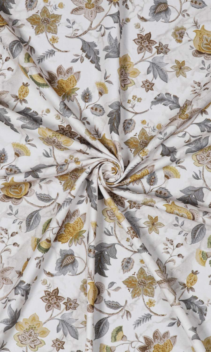Floral Cotton Roman Blinds (Grey/ Yellow) Extra Long Short Wide