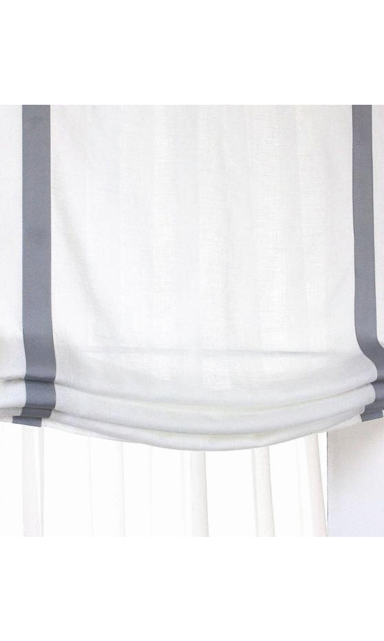 Roman shades with ribbon tape trim