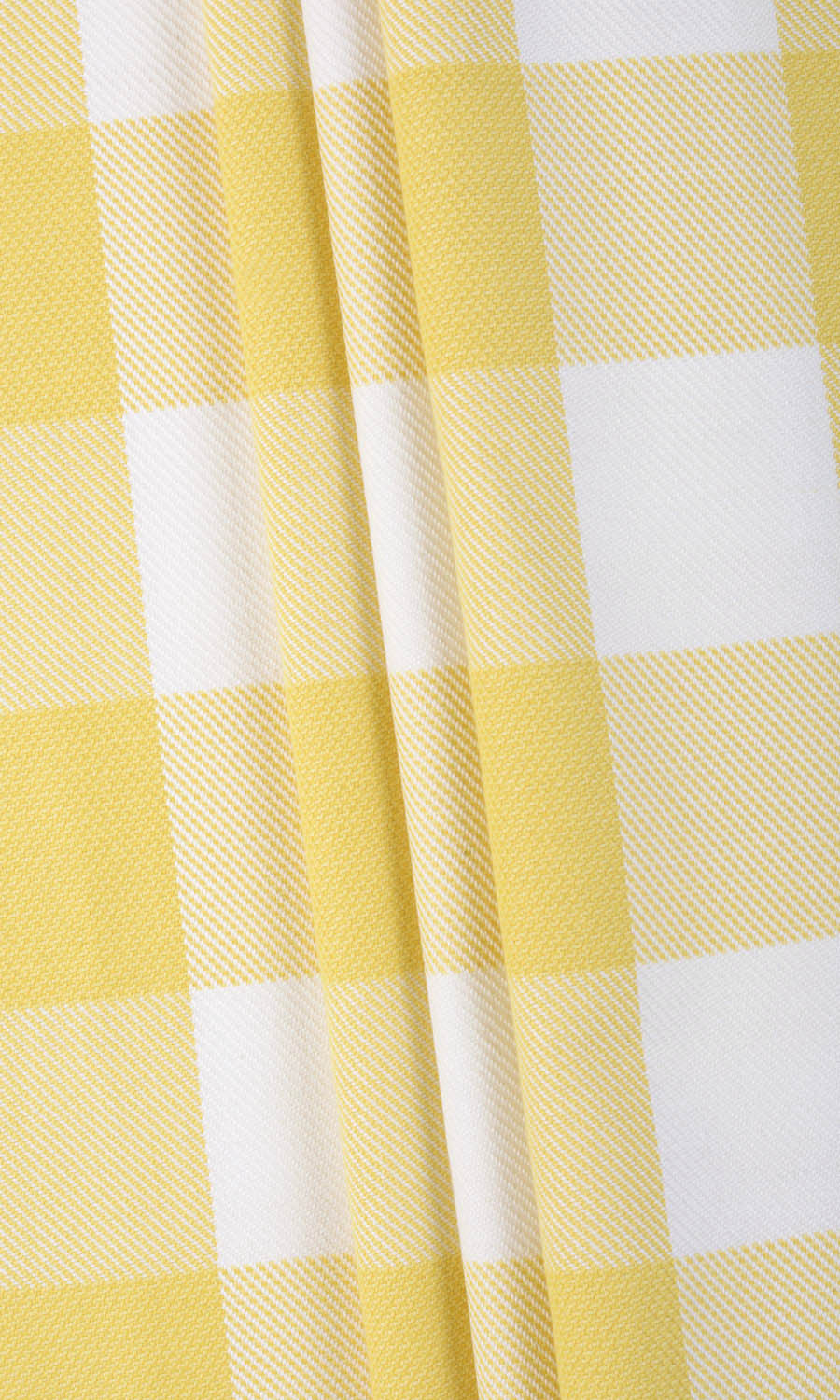 Buffalo Check Flat, Plain, Fake, Faux, European Relaxed Roman Blinds (Lemon Yellow/ White)