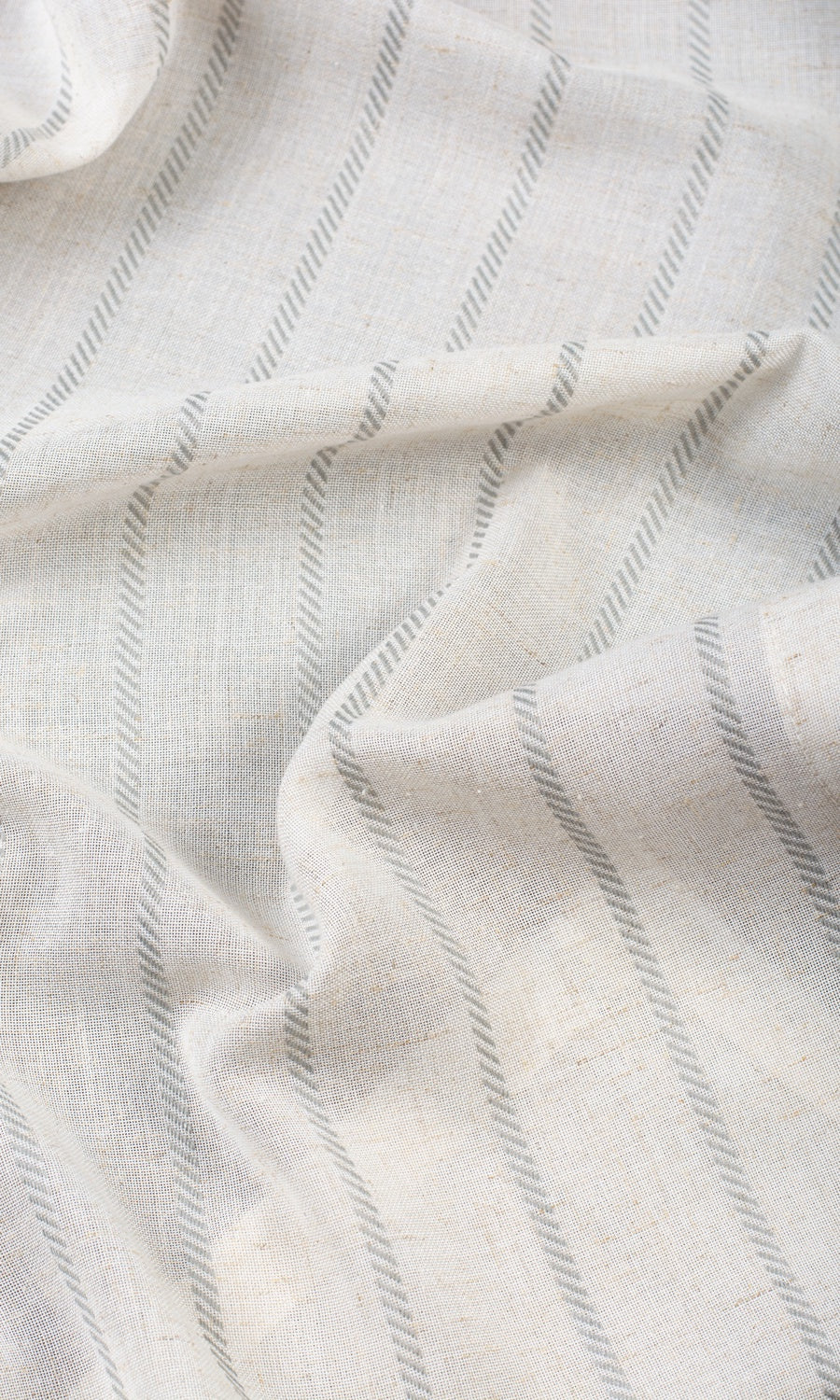 Striped Sheer Fabric Material By the Metre (Warm White/ Gray)